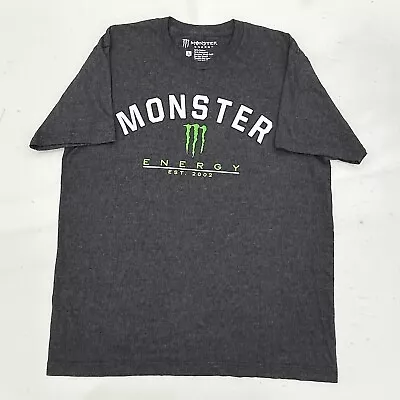 Monster Energy Drink Spell Out Gray Graphic T Shirt Size Men’s L Licensed Y2K • $19.99
