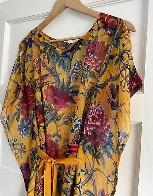 LIBERTY LONDON Elysian Paradise 100% SILK KAFTAN Size: L  BNWT • £85