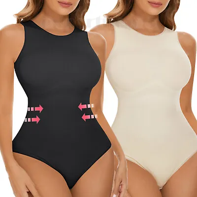 Women Body Shaper Tummy Control Snatched Bodysuit Shapewear Jumpsuit Halter Neck • £13.79