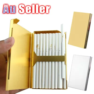 Elegant Cigarette Case S6 Thin Slim Wiredrawing Box Gold 20 Aluminum Holder • $6.95