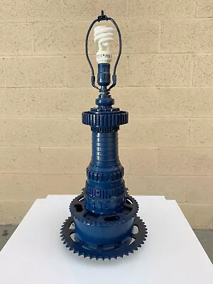 Reclaimed Gear Lamp Refinished In Midnight Blue • $450