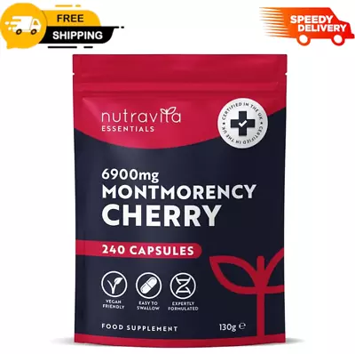 Montmorency Cherry 6900mg | 240 Capsules | Tart Cherry Extract | Vegan Made UK • £8.84