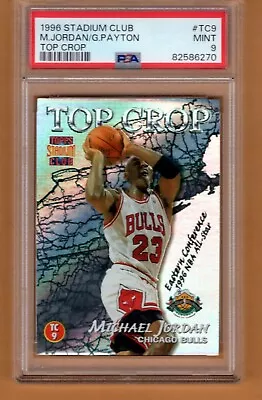 1996 Topps Stadium Club MICHAEL JORDAN GARY PAYTON *TOP CROP* Graded PSA 9 • $155