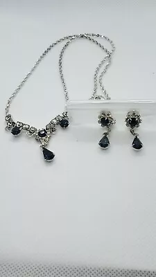 Womens Rhinestone Necklace And Earrings • $17