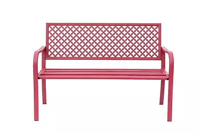 Metal Garden Bench Outdoor Seat Black/White/Red Patio Yard Porch Chair Decor • $139.99