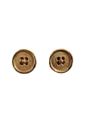 14k Yellow Gold Pair Of Button Motif Cuff Links  • $1380