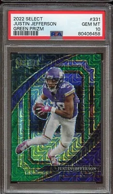 2022 Panini Select Justin Jefferson Green Prizm /5 Suite Level #331 PSA 10 GEM • $999.99