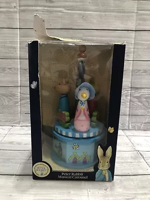 Beatrix Potter Peter Rabbit Wooden Turning Toy Musical Carousel Collectable New • £20