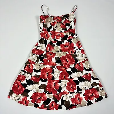 White House Black Market Women's Red Floral Sundress Size 6 • $34.99
