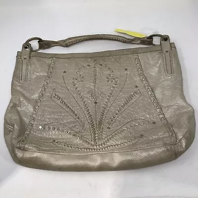 Junior Drake Women Leather-Feel  Shoulder Handbag Purse Bag Metallic Beige EUC • $13.50