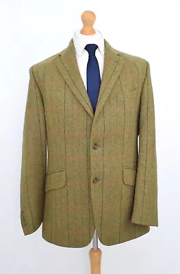 Vintage HACKETT Olive Herringbone Tweed Jacket Size 42R/52R Blazer Mr Porter • £245