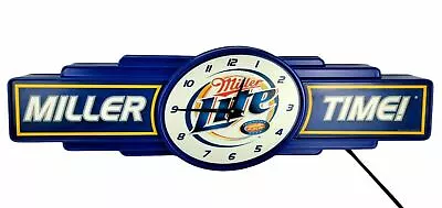 Vtg Miller Lite Beer  Miller Time  Light Up Clock Sign Man Cave Bar Display 36  • $219.99