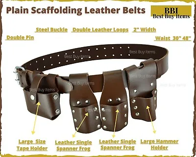 Scaffolding Heavy Duty Brown Tool Belt Genuine Pure Leather Work Top Quality • £8.89