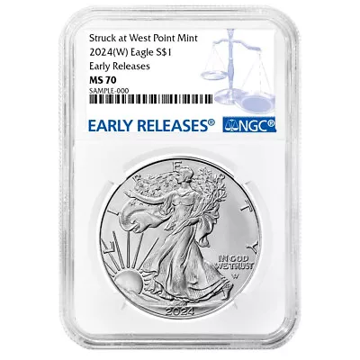 2024 (W) $1 American Silver Eagle NGC MS70 ER Blue Label • $57.05