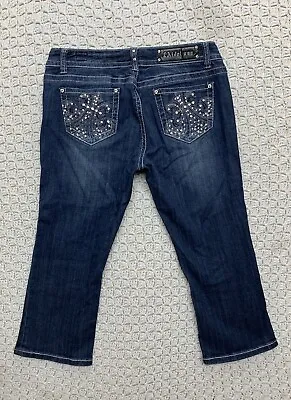 LA Idol USA Capri Jeans Women Size 11 (32x21) Blue Denim Embroidered Pants • $14.39