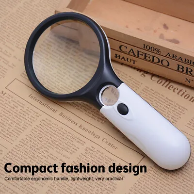 45X Magnifying Glass Handheld Magnifier 3 LED Light Reading Lens Jewelry Loupe • $11.29