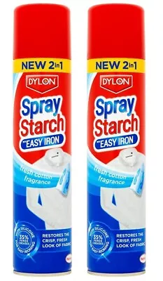 £7.99 • Buy 2 X DYLON Spray Starch With Easy Iron New 2 In 1 Ironing Aid Fabric 300ml