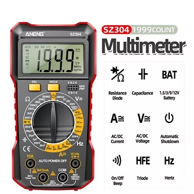 Multifunction Digital Multimeter 1999 Counts AC/DC Volt Current Ohm Tester Meter • $6.76