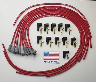 Chevy 327 350 Mopar 440  Red 8.5mm Universal Spiral Spark Plug Wires Usa Points • $56.95