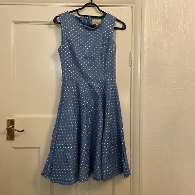 £5 • Buy Grace Karin Blue & White Polka Dot Spotty Flare Dress Size Small