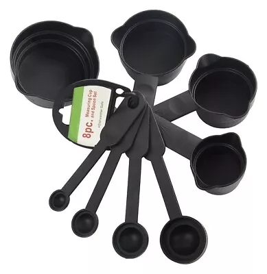 Cake Measuring Cups And Spoons Set Black Colour Unbreakable Premium (8 Pcs) • $18.90