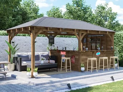 Garden Bar Wooden Outdoor Pub Shed Gazebo Kiosk Counter 6mx3m Leviathan SideWall • £4324.99