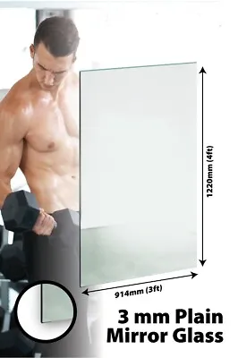 £85 • Buy Large Mirror Glass Home Gym Or Bathroom 3mm Thick Value 3Ft X 4Ft 91.5cm X 122cm