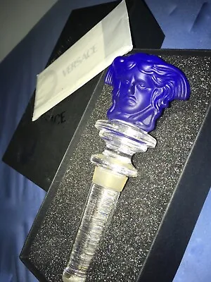 Bottle Stopper New In Box & Cert Inserts Rosenthal Versace Cobalt Blue Medusa • $120