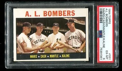 1964 Topps #331 AL Bombers PSA 6 EX-MT Mickey Mantle Roger Maris Al Kaline Cash • $235