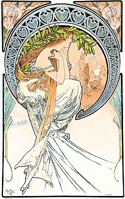 The Arts 1898 Poetry Vintage Poster Print Retro Style Art Nouveau Mucha  (a • $21.58