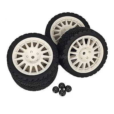 1/10 RC Road/Rally Multispoke Wheels Tyres White For Tamiya TT02 TT01 XV01 HPI • £19.99