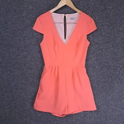 Kookai Womens Playsuit Size 38 AU10 Coral Short Sleeve Pockets • $24.95