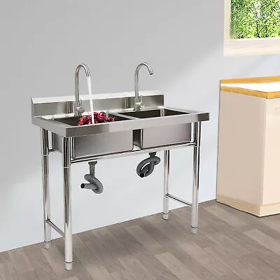 Drop-in Kitchen Sink Dual Basins Sink Double Basin Double Bowl Stainless Steel • $231.80