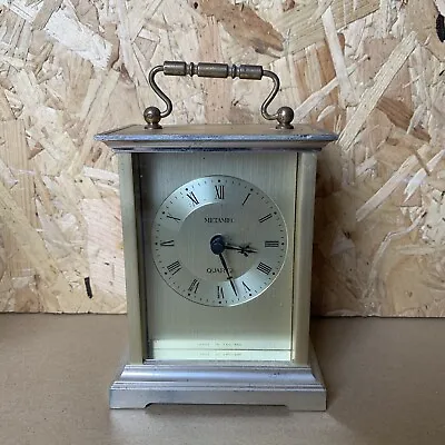 £4.50 • Buy Vintage Metamec Brass Carriage Clock Gold Face- Spares Repair Wedding Prop 12cm