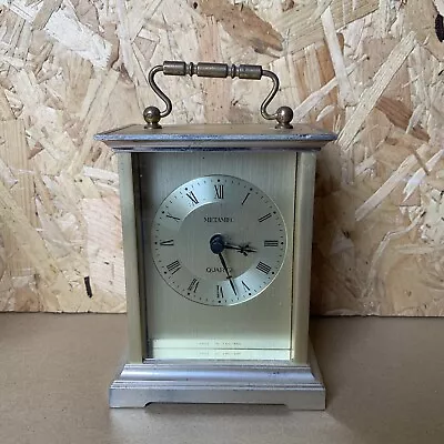 Vintage Metamec Brass Carriage Clock Gold Face- Spares Repair Wedding Prop 12cm • £4.50