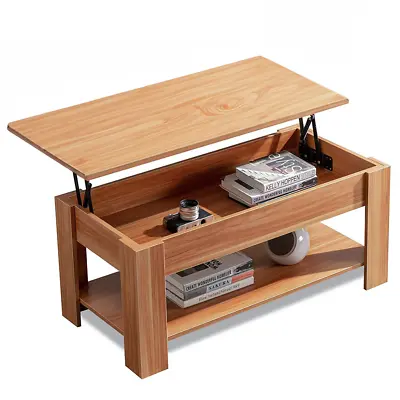 Wooden Coffee Table With Storage Lift Top Up Drawer Shelf Living Room Furniture • £53.99