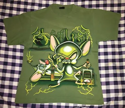 Pinky And The Brain Vintage T Shirt 1995 LARGE Warner Bros 90s Animaniacs RARE • £83.99