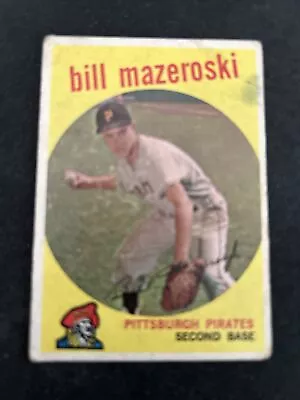 1959 Topps Baseball Card 415 Bill Mazeroski HOF Pittsburgh Pirates P/F Free Ship • $4.99