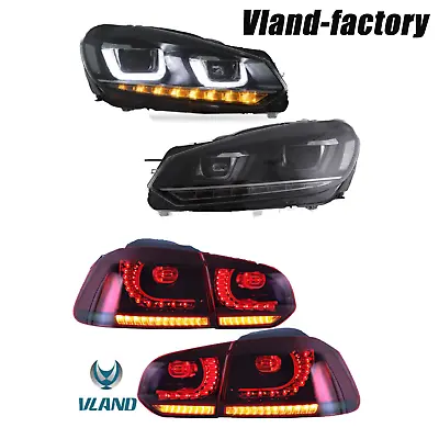 $428.99 • Buy 4PCS LED Headlights+Red Tail Lights For Volkswagen VW Golf MK6 2010-14 W/ 2 Pair