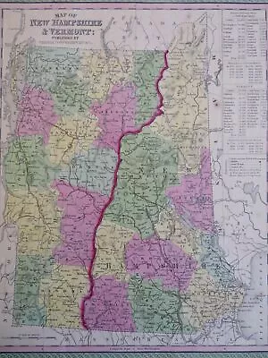 New Hampshire & Vermont New England C. 1850 Cowperthwait Mitchell Map • $68