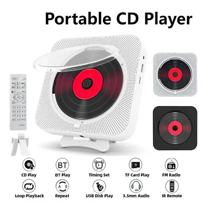 Wall Mounted CD Player Stereo Surround FM Radio Bluetooth USB MP3 Disk Portable • £46.79