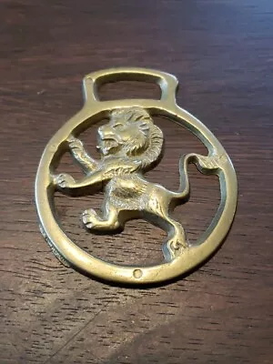 Brass Horse Medallion Vintage English Lion Rampant Rearing Jungle Cat Parade • $12.98