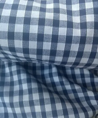 5m NAVY BLUE GINGHAM CHECK 1/4  Cotton Mix Fabric. • £10