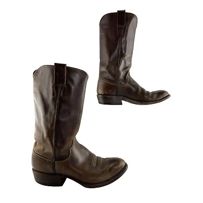Men's ML Leddy Custom Brown Leather Almond Toe Western Cowboy Boots Size 7 ? • $149.01