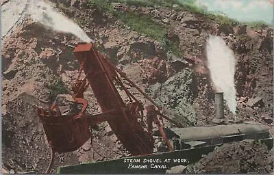 Postcard Steam Shovel At Work Panama Canal Panama • $20