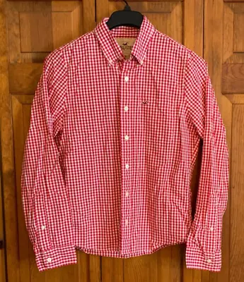 Men's Hollister Long Sleeve Red & White Check 1-Pocket Cotton Shirt Tag Size M • $2.07