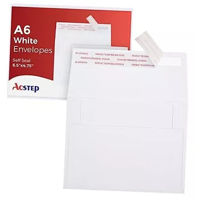  50Pack A6 Envelopes 6-1/2X4-3/4 Inch Self Seal 4 X 6 A6(6-1/2 X 4-3/4) White • $11.45