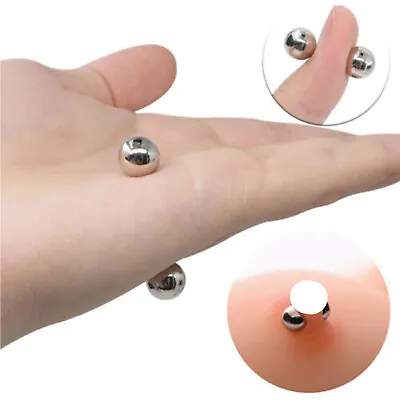 2* Non Piercing Magnetic Nipple Orb Nipple Ring False Breast Nail Sexy Jewellery • £4.98