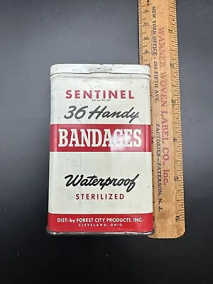 Sentinel 36 Handy Bandages Tin Medical Advertising Vintage First Aid • $10