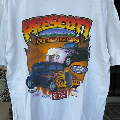 Vintage 2003 Prescott Arizona Street Hot Rod Run T Shirt Size Large White Cars • $15